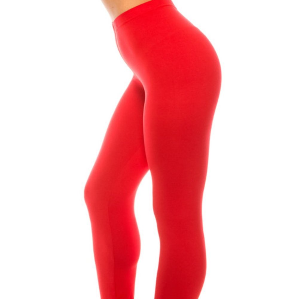 NEW📌2 Buttery Smooth Basic Solid Extra Plus Size Leggings 3X-5X Red & Mint